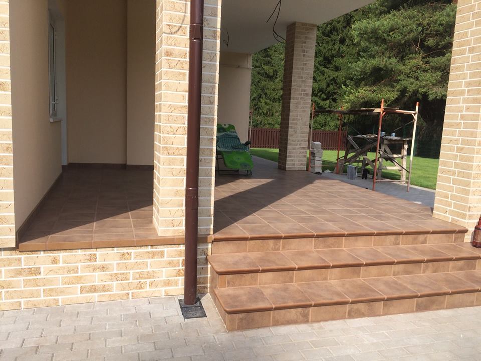 Монтаж клинкерных ступеней и плитки