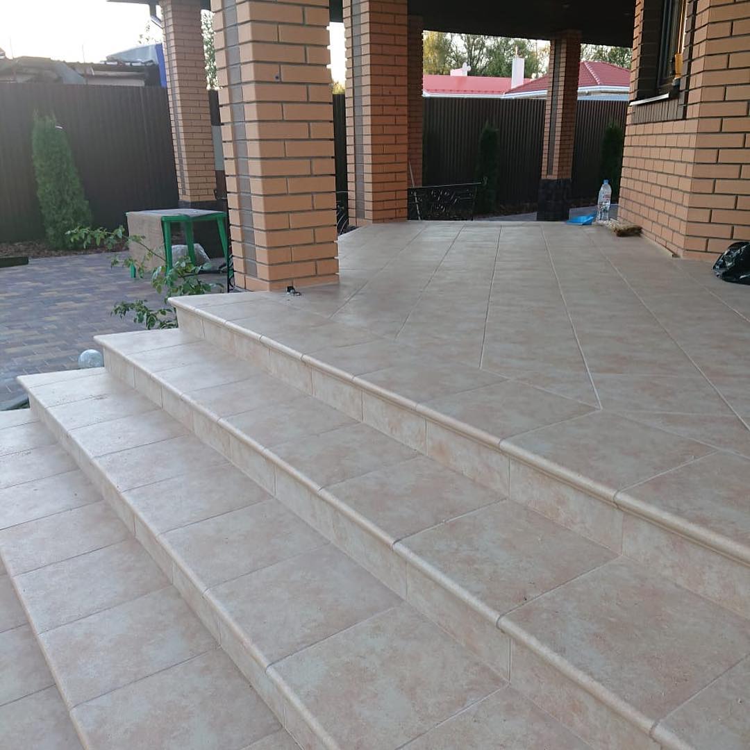 Монтаж клинкерных ступеней и плитки