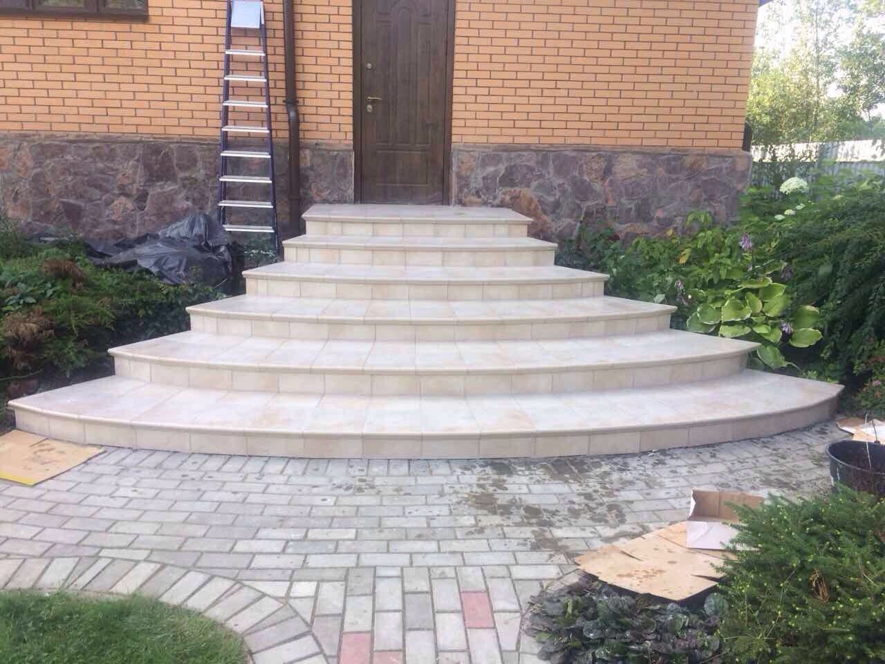 Монтаж клинкерных ступеней и плитки