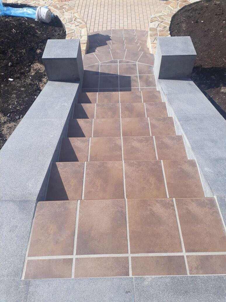 Монтаж клинкерных ступеней и плитки