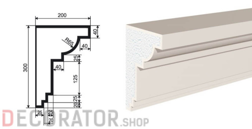 Карниз фасадный LEPNINAPLAST КВ-300/3, 2000*200*300 мм в Белгороде