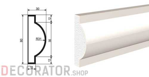 Молдинг LEPNINAPLAST МВ-80/1, 2000*80*30 мм в Белгороде