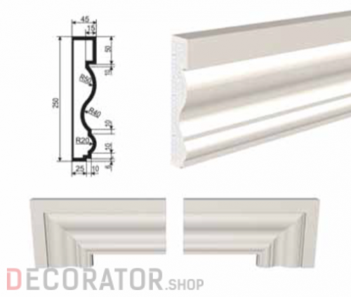 Молдинг LEPNINAPLAST МВ-250/2, 2000*250*45 мм в Белгороде