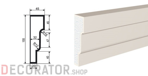 Молдинг LEPNINAPLAST МВ-155/2, 2000*155*45 мм в Белгороде