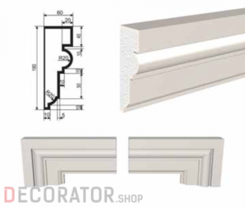 Молдинг LEPNINAPLAST МВ-180/4, 2000*180*60 мм в Белгороде