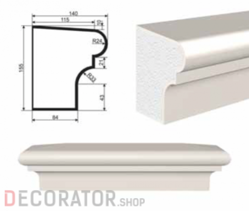 Подоконник фасадный LEPNINAPLAST ПВ-155/2, 2000*140*155 мм в Белгороде