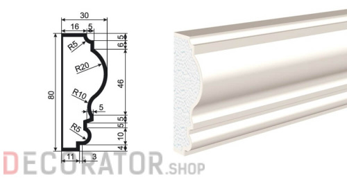Молдинг LEPNINAPLAST МВ-80/4, 2000*80*30 мм в Белгороде