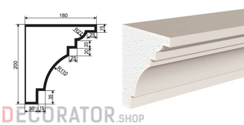 Карниз фасадный LEPNINAPLAST КВ-200/7, 2000*150*200 мм в Белгороде