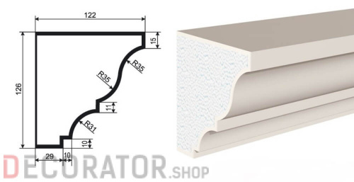 Карниз фасадный LEPNINAPLAST КВ-126/1, 2000*126*122 мм в Белгороде