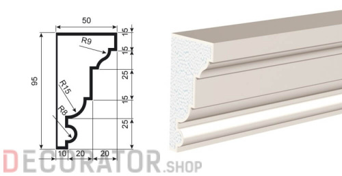 Молдинг LEPNINAPLAST МВ-95/1, 2000*95*50 мм в Белгороде