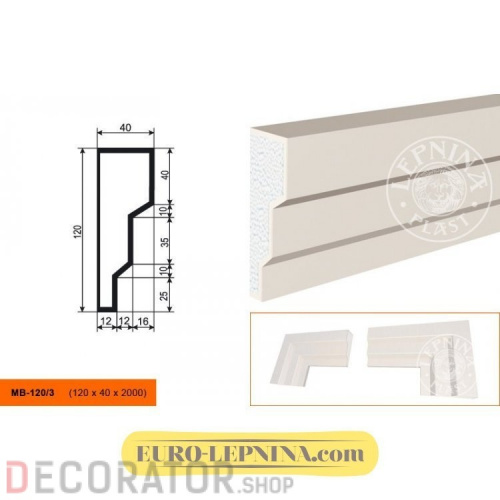 Молдинг LEPNINAPLAST МВ-120/3, 2000*120*40 мм в Белгороде