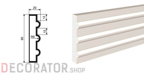 Молдинг LEPNINAPLAST МВ-90/1, 2000*90*20 мм в Белгороде