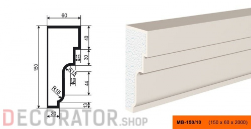 Молдинг LEPNINAPLAST МВ-150/10, 2000*150*60 мм в Белгороде