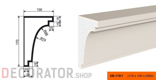 Карниз фасадный LEPNINAPLAST  КВ-170/1, 2000*100*170 мм в Белгороде