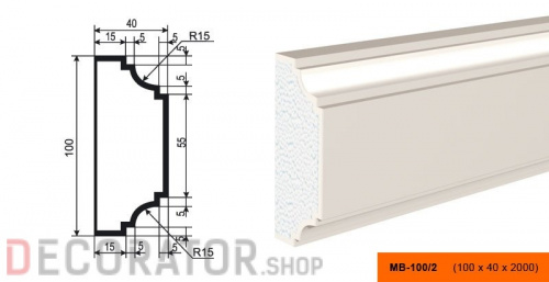 Молдинг LEPNINAPLAST МВ-100/2, 2000*100*40 мм в Белгороде