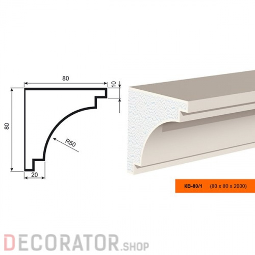 Карниз фасадный LEPNINAPLAST КВ-80/1, 2000*80*80 мм в Белгороде